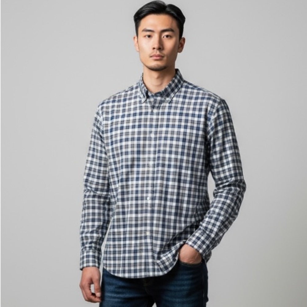 J.Crew Men's XL 120s Two Ply Ludlow Button Up Shirt LS Blue Plaid EUC